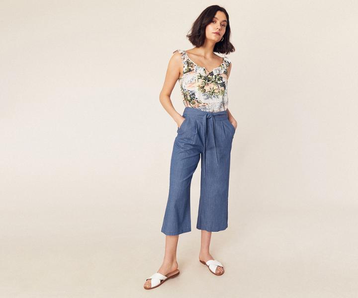 Oasis Chambray Wide Leg Trouser