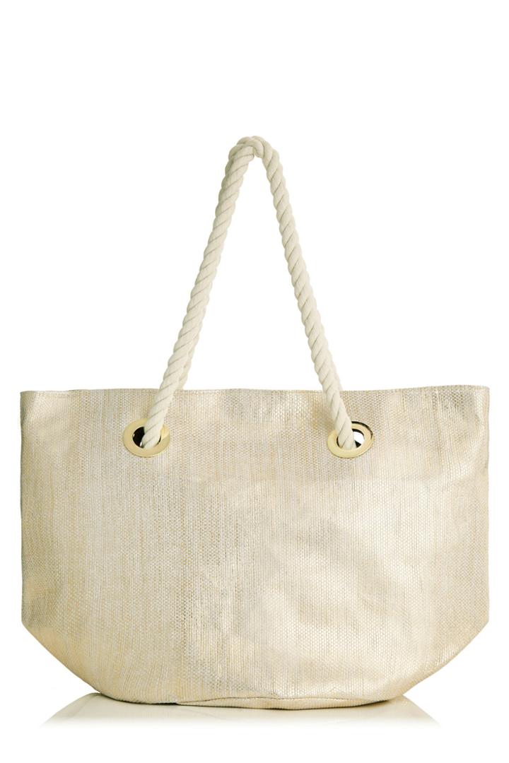 Oasis Gold Straw Shopper