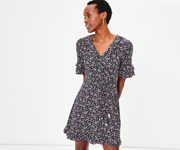 Oasis Ditsy Ruffle Tea Dress