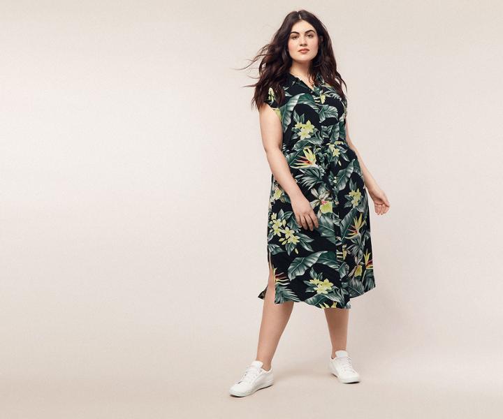 Oasis Curve Tropical Shirt Dress