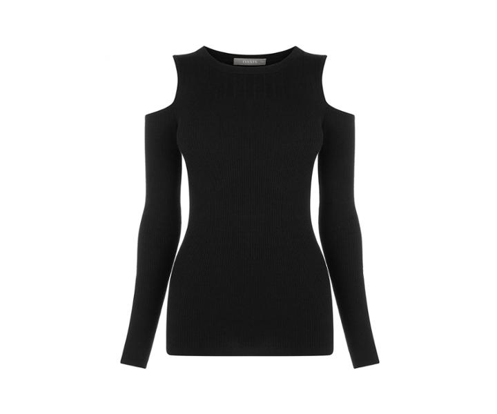 Oasis Ribbed Cold Shoulder Top