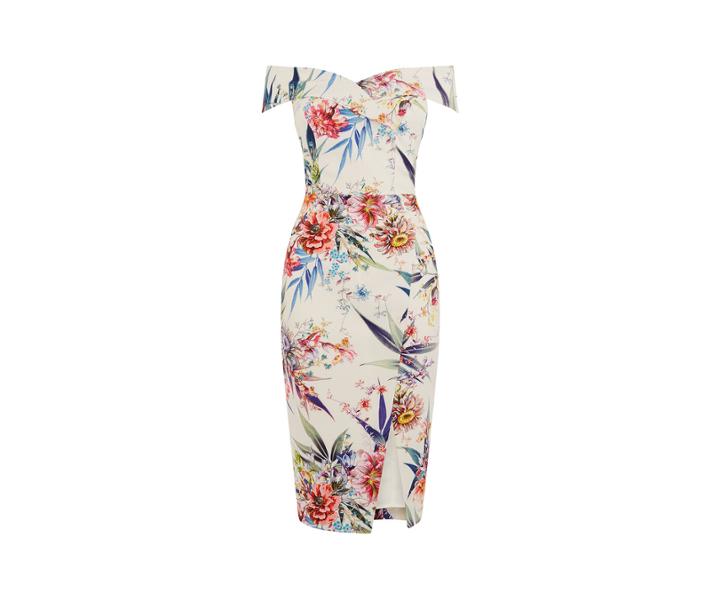 Oasis Citrus Floral Bardot Dress