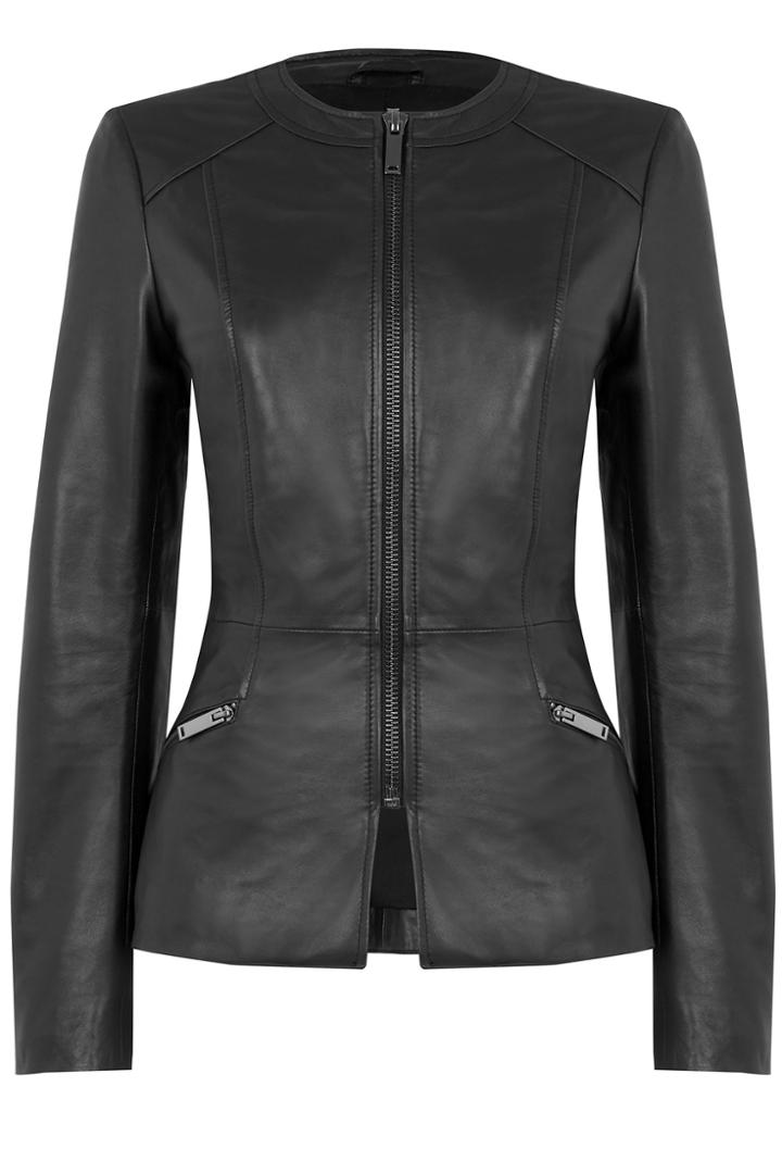 Oasis Leather Collarless Jacket
