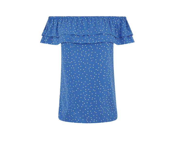 Oasis Spot Frill Bardot Top