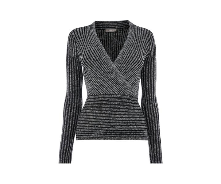 Oasis Lurex Rib Wrap Top