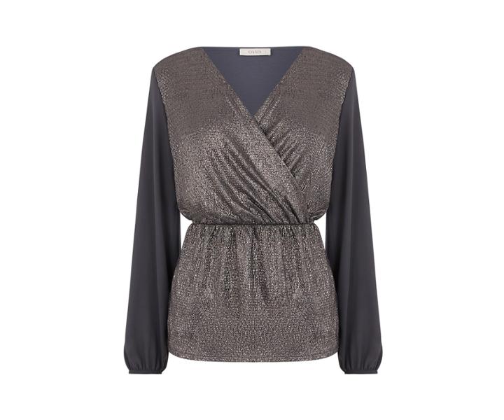 Oasis Crinkle Foil Wrap Top