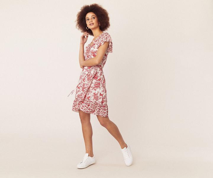Oasis Patched Print Ruffle Dress