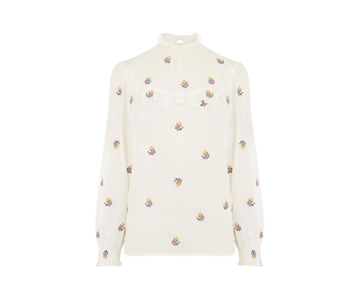 Oasis Embroidered Frill Top