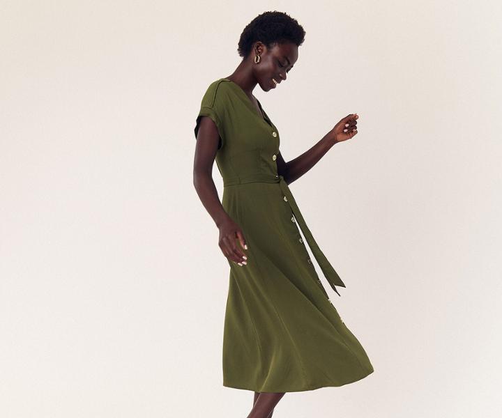 Oasis Button Midi Dress