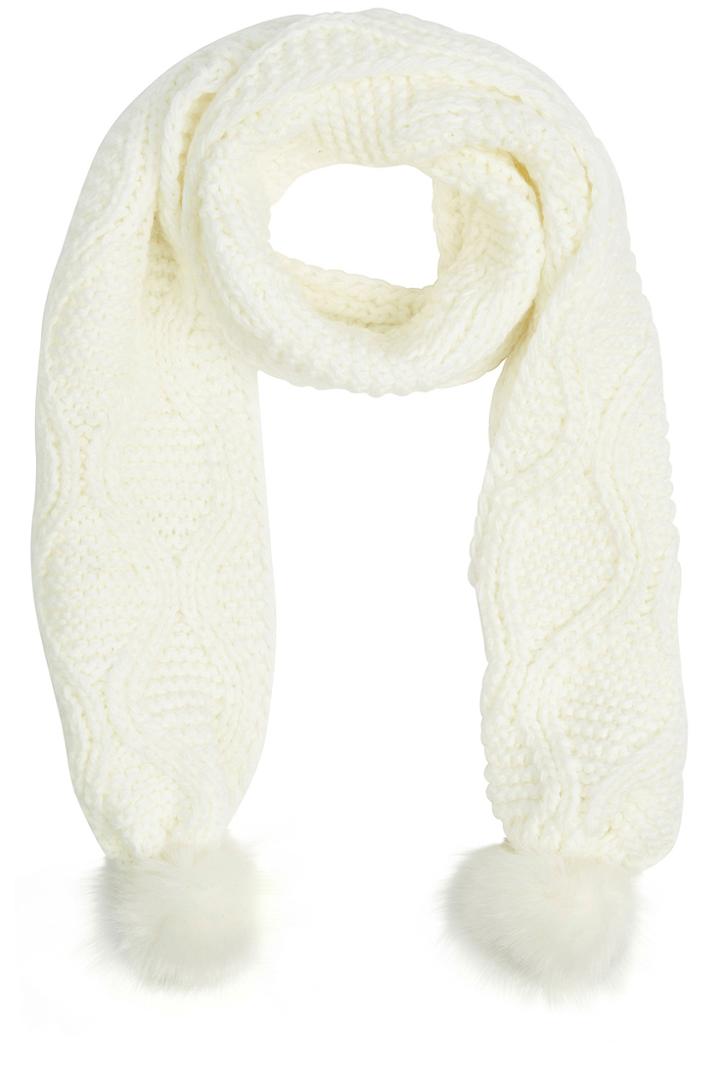 Oasis Fur Pom Cable Scarf