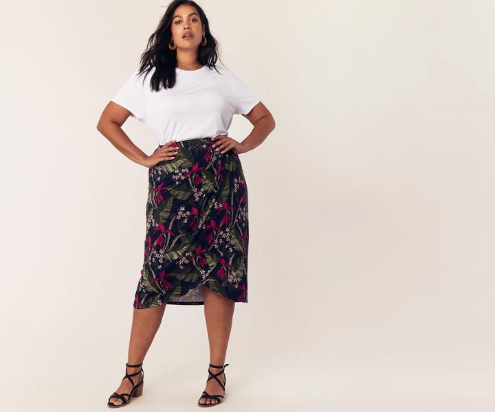 Oasis Curve Floral Drape Skirt