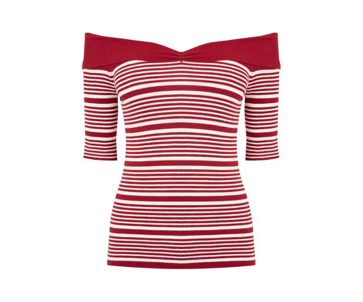 Oasis Stripe Bow Bardot Top