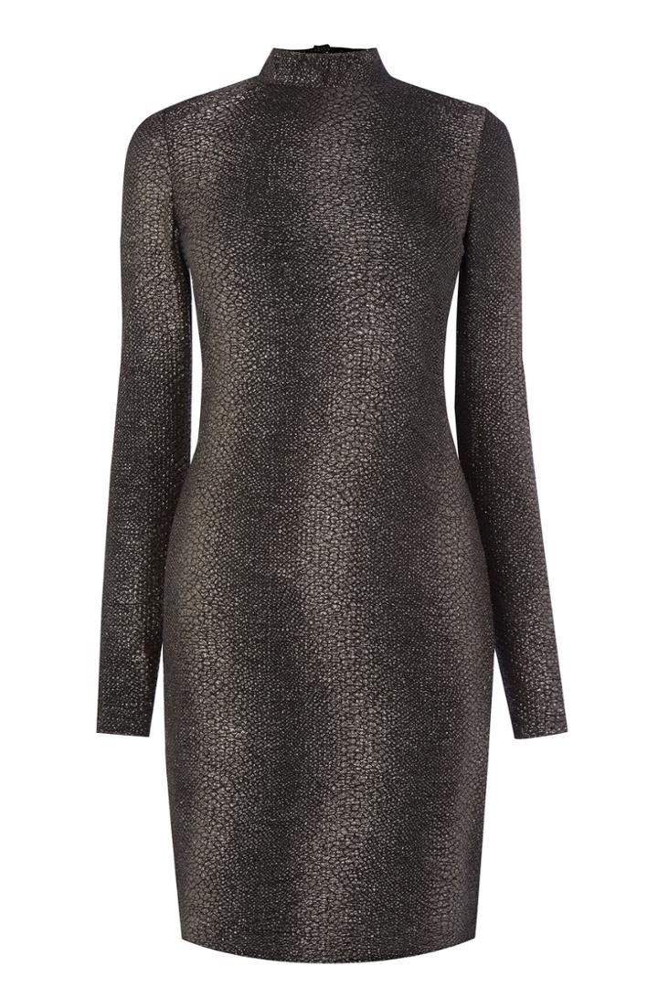 Oasis Snake Crinkle Foil High Neck Dress