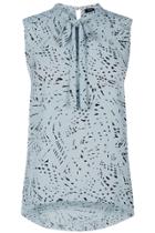 Oasis Graphite Print Tie Neck Shell