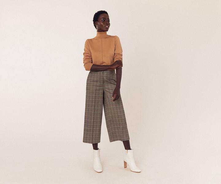 Oasis Check Wide Leg Trousers