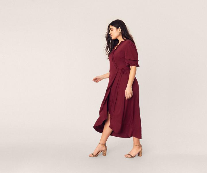 Oasis Curve Ruffle Midi Dress