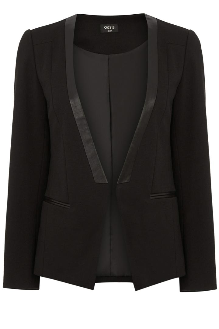 Oasis Faux Leather Trim Blazer