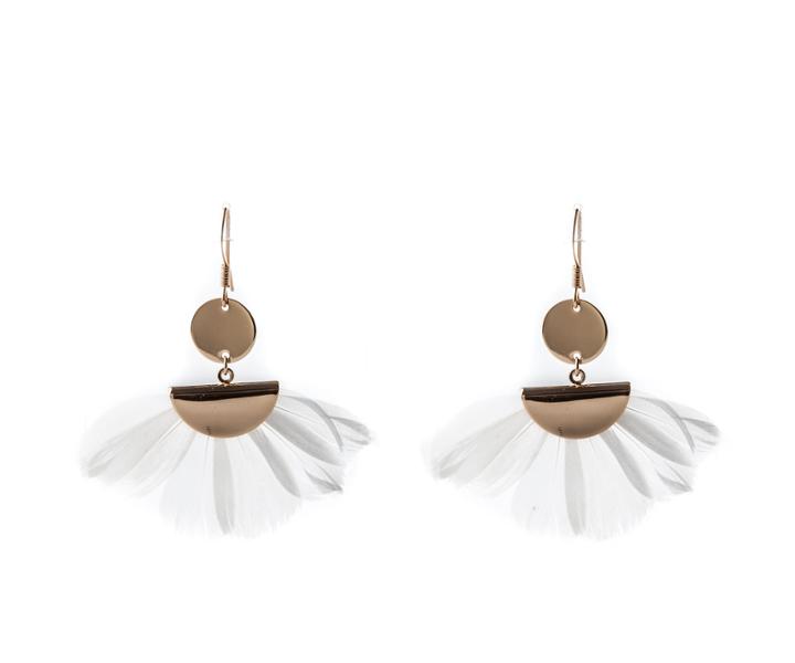 Oasis White Feather Earrings