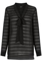 Oasis Textured Stripe Bow Blouse