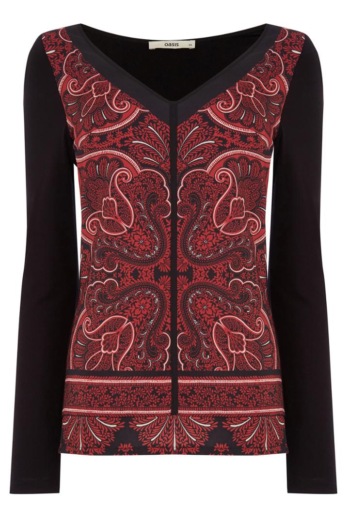 Oasis Paisley Woven Front Top