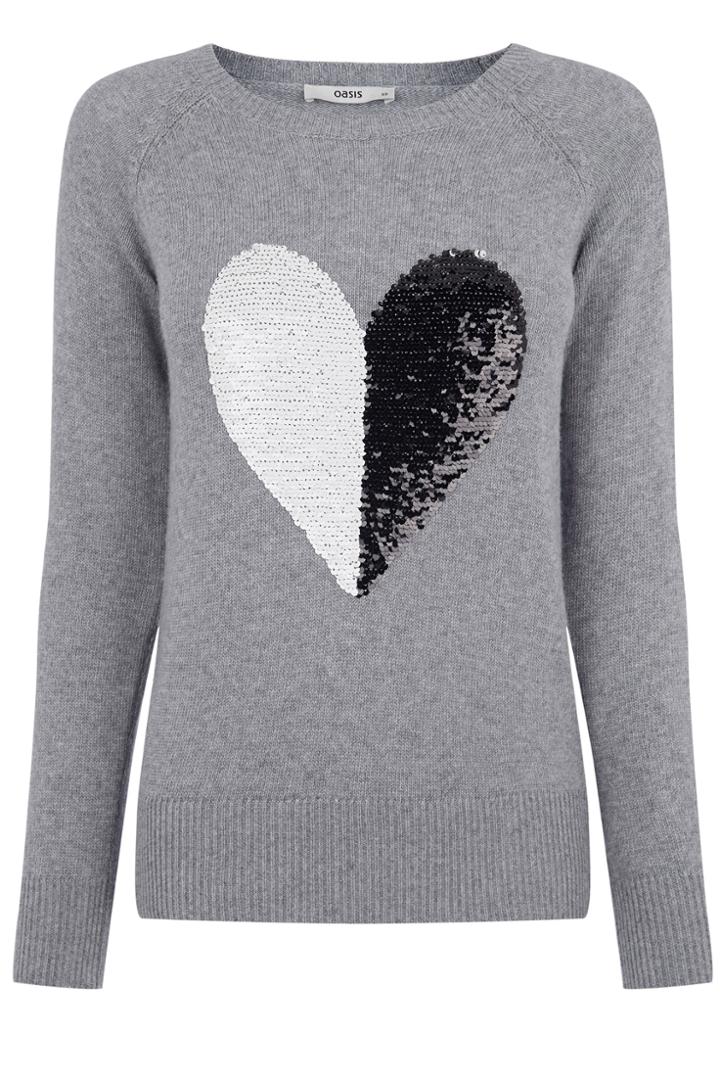 Oasis Sequin Heart Jumper