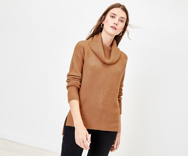 Oasis Roll Neck Ribbed Jumper