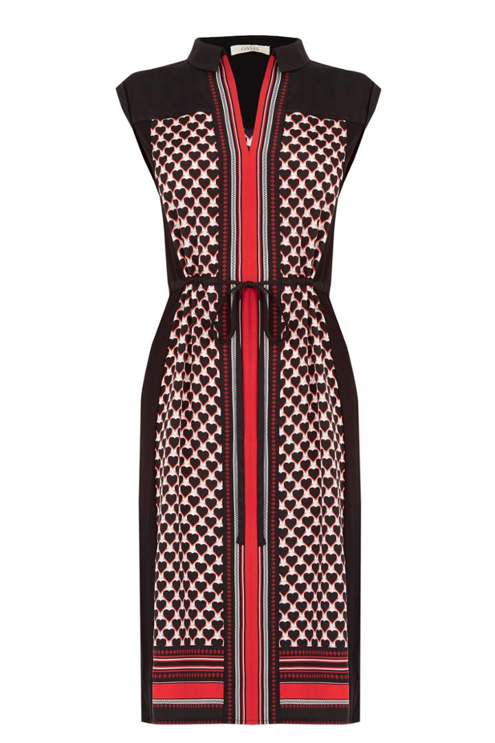 Oasis Geo Scarf Heart Print Dress