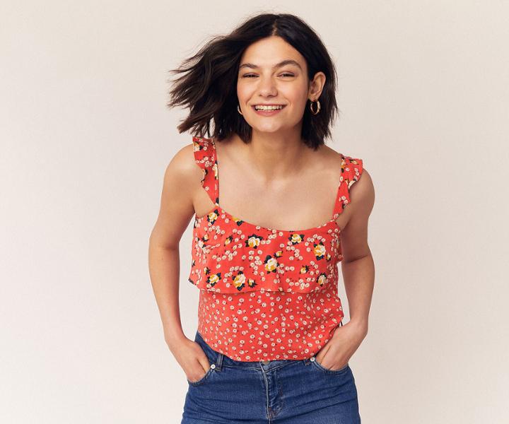 Oasis Ditsy Patched Tiered Cami