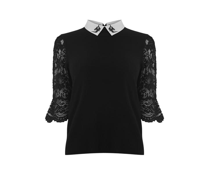 Oasis Ntu Embroidered Collar Top
