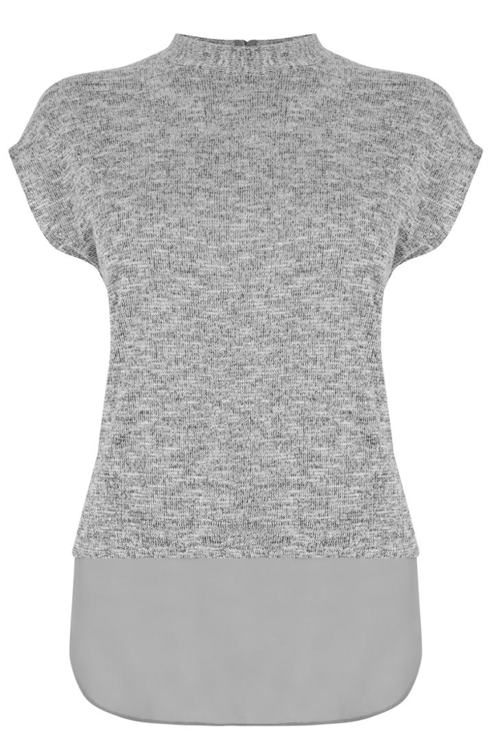 Oasis High Neck Chiffon Hem Top