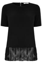 Oasis Fringed Hem Crepe T-shirt