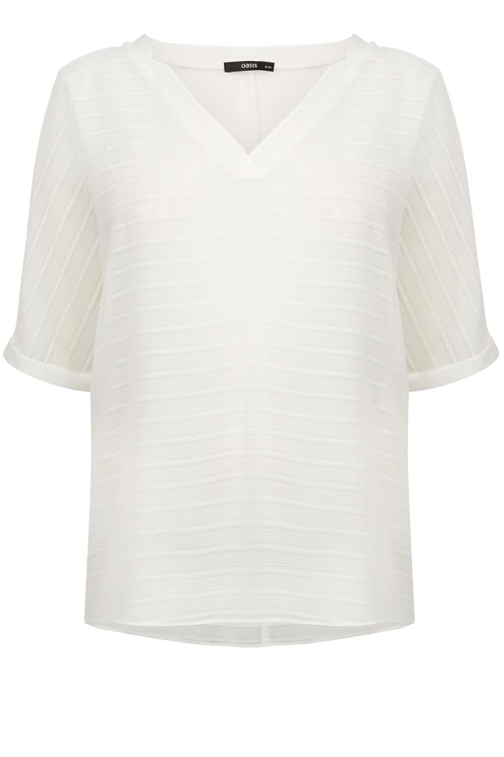 Oasis Sheer Stripe Notch Neck Blouse