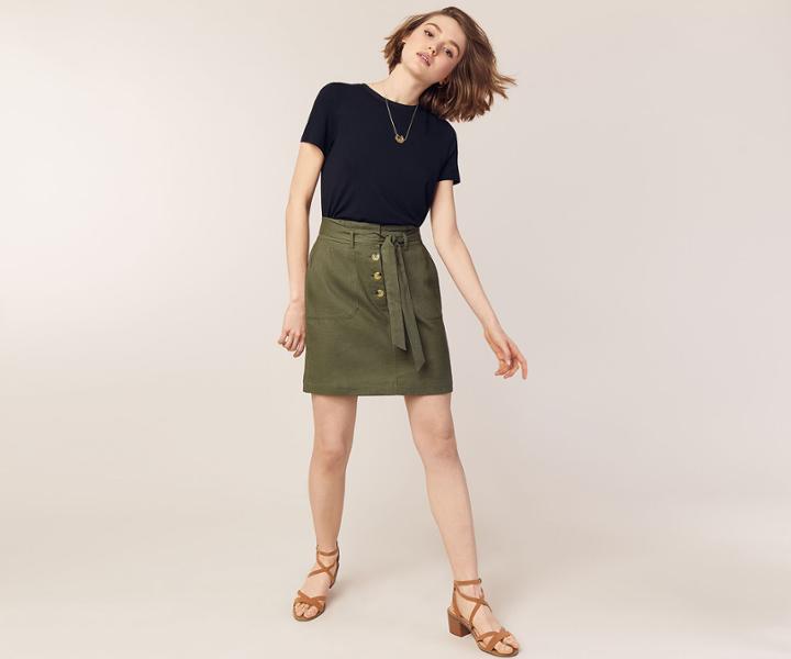 Oasis Belted Paperbag Skirt