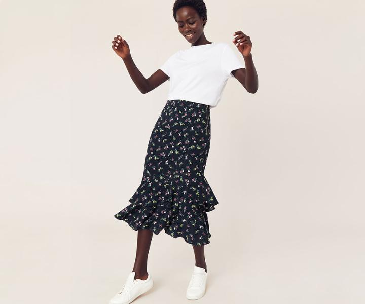 Oasis Ditsy Floral Midi Skirt