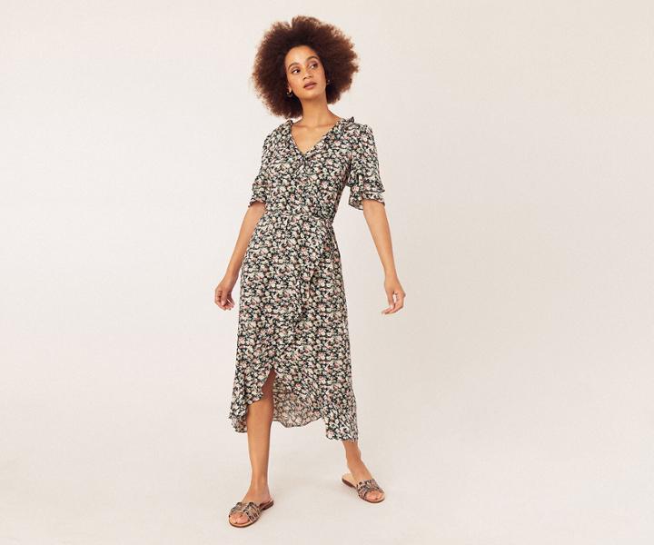 Oasis Crushed Ditsy Midi Dress