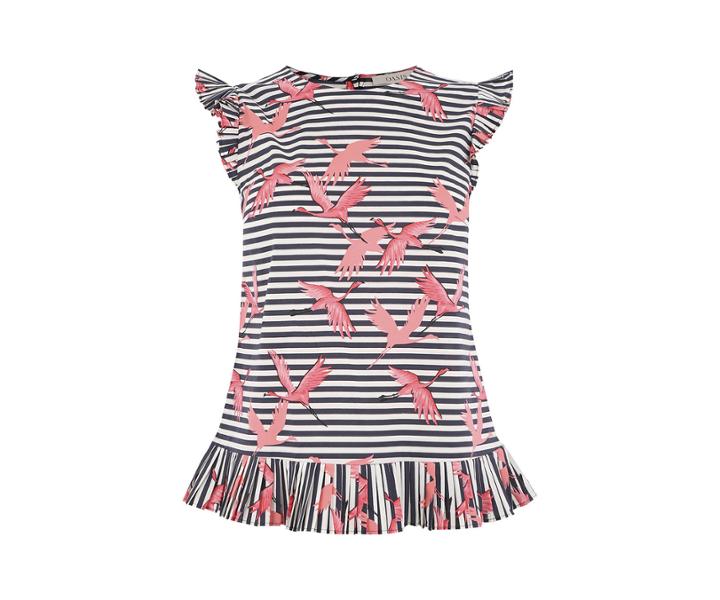 Oasis Stripe Flamingo Frill Top