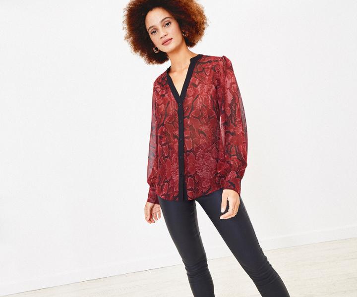 Oasis Snake Print Chiffon Shirt