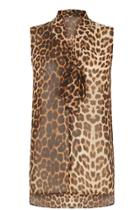 Oasis Leopard Bow Blouse