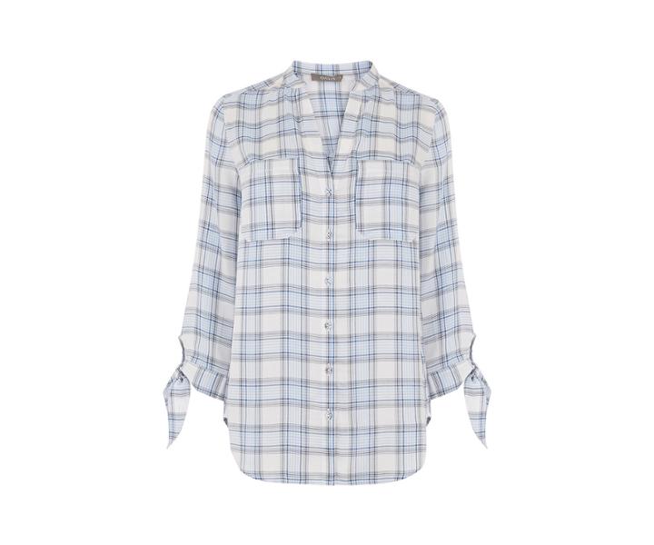 Oasis Check Tie Sleeve Shirt