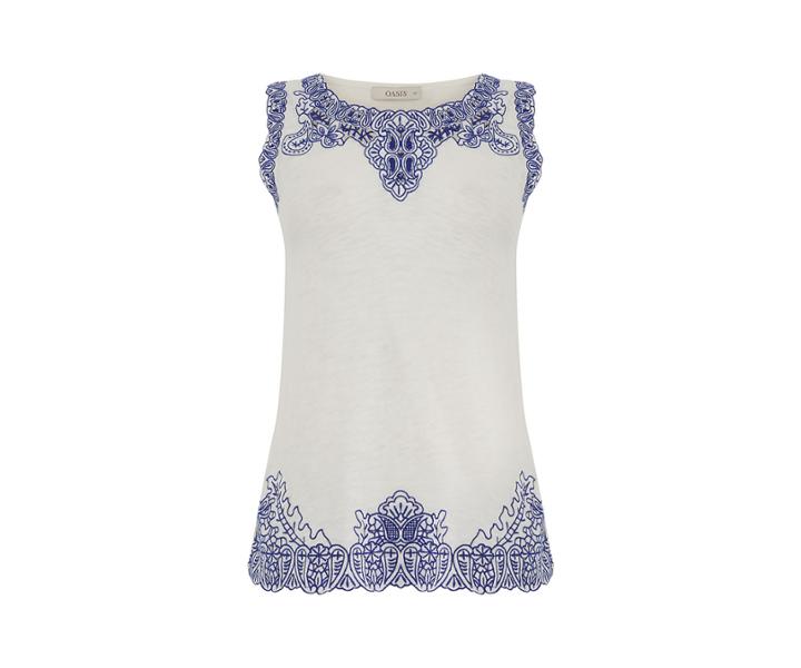 Oasis Contrast Broderie Trim Shell