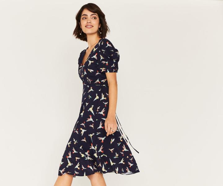 Oasis Illustrator Bird Print Dress