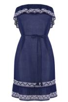 Oasis Embroidered Tassel Ruffle Dres