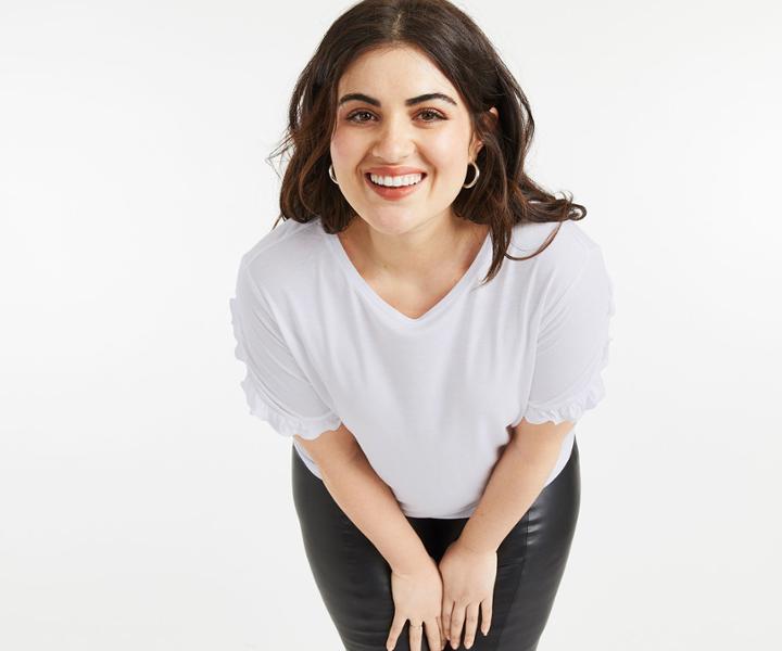Oasis Curve Frill Sleeve Tee