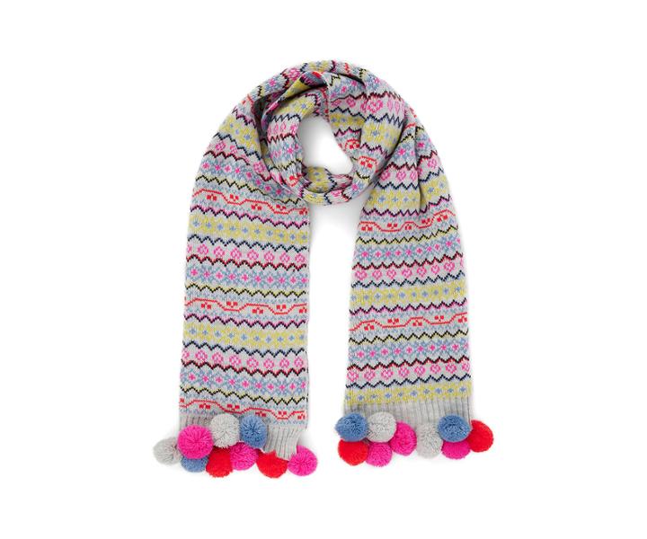Oasis Fair Isle Pom Pom Scarf