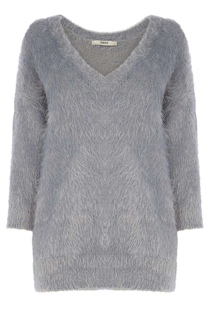 Oasis Fluffy V Front Jumper