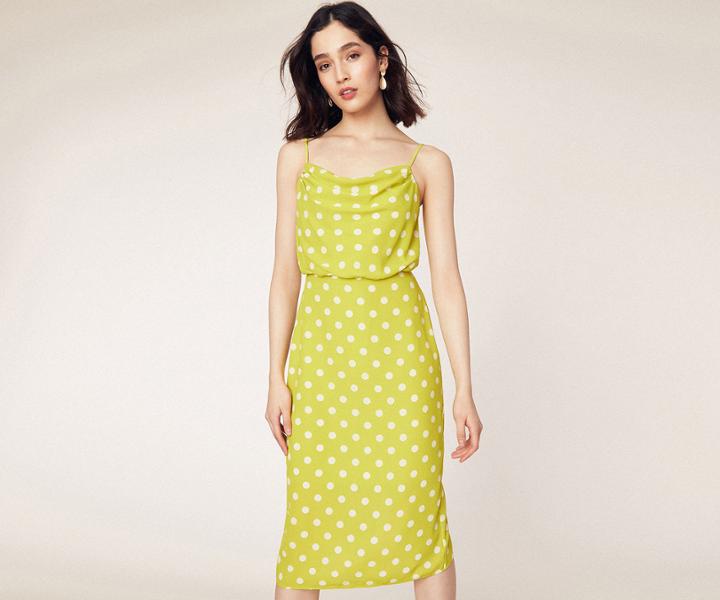 Oasis Spot Cowl Neck Midi Dress