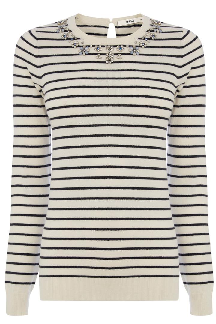 Oasis Embellished Striped Top
