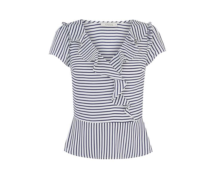 Oasis Frill Stripe Tea Top