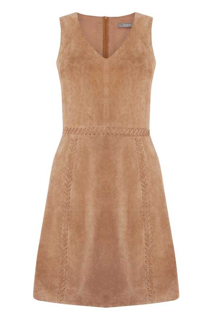 Oasis Suede V Neck Whipstitch
