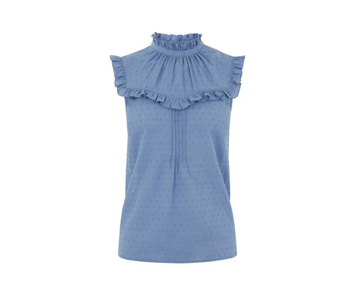 Oasis Textured Spot Frill Top